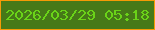 文字の大きさ：5、枠の色：f59a06、背景の色：467918、文字の色：6ad318 無料ブログパーツのブログ時計