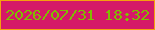 文字の大きさ：3、枠の色：f5a00d、背景の色：d51967、文字の色：7ebe00 無料ブログパーツのブログ時計