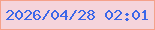 文字の大きさ：5、枠の色：f5a18a、背景の色：f5d4db、文字の色：3c67e8 無料ブログパーツのブログ時計