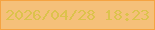 文字の大きさ：4、枠の色：f5a342、背景の色：f5c07a、文字の色：dcc24c 無料ブログパーツのブログ時計