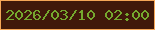文字の大きさ：5、枠の色：f5a657、背景の色：40180a、文字の色：75a82e 無料ブログパーツのブログ時計