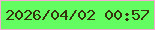 文字の大きさ：3、枠の色：f5aad6、背景の色：64fd61、文字の色：36340c 無料ブログパーツのブログ時計