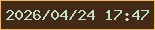 文字の大きさ：1、枠の色：f5b664、背景の色：432a17、文字の色：bfe1c9 無料ブログパーツのブログ時計