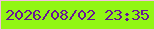 文字の大きさ：2、枠の色：f5bfdf、背景の色：91f614、文字の色：681495 無料ブログパーツのブログ時計