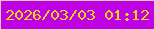 文字の大きさ：1、枠の色：f5cab8、背景の色：bf01e5、文字の色：f5d511 無料ブログパーツのブログ時計
