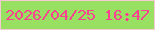 文字の大きさ：5、枠の色：f5cad5、背景の色：97e062、文字の色：fc4191 無料ブログパーツのブログ時計