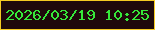 文字の大きさ：1、枠の色：f5cb22、背景の色：1f090b、文字の色：36e73a 無料ブログパーツのブログ時計