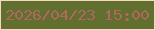 文字の大きさ：1、枠の色：f5d7c2、背景の色：616f2f、文字の色：b0685e 無料ブログパーツのブログ時計