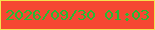 文字の大きさ：5、枠の色：f5e24f、背景の色：f64832、文字の色：25bc34 無料ブログパーツのブログ時計