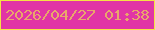 文字の大きさ：4、枠の色：f5e344、背景の色：e135a5、文字の色：e9a76a 無料ブログパーツのブログ時計