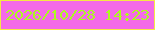 文字の大きさ：3、枠の色：f5e944、背景の色：f46ae8、文字の色：abfa20 無料ブログパーツのブログ時計