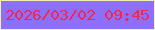 文字の大きさ：5、枠の色：f5f0ae、背景の色：8d6ffd、文字の色：f1284e 無料ブログパーツのブログ時計