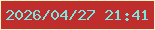 文字の大きさ：1、枠の色：f5f4c5、背景の色：bf2d2d、文字の色：77e7e1 無料ブログパーツのブログ時計