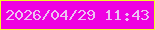 文字の大きさ：3、枠の色：f5f925、背景の色：ef01e1、文字の色：edc0f2 無料ブログパーツのブログ時計