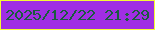 文字の大きさ：1、枠の色：f5fb34、背景の色：a02ee3、文字の色：1a5c3d 無料ブログパーツのブログ時計
