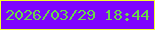 文字の大きさ：1、枠の色：f5ff2b、背景の色：7f04fd、文字の色：69d749 無料ブログパーツのブログ時計