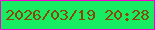 文字の大きさ：1、枠の色：f600cf、背景の色：18ec63、文字の色：894708 無料ブログパーツのブログ時計