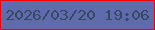 文字の大きさ：2、枠の色：f60103、背景の色：5e6cad、文字の色：38485e 無料ブログパーツのブログ時計