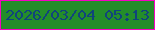 文字の大きさ：5、枠の色：f601c4、背景の色：248d2a、文字の色：10447b 無料ブログパーツのブログ時計