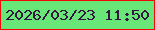 文字の大きさ：3、枠の色：f60508、背景の色：68e678、文字の色：32183f 無料ブログパーツのブログ時計