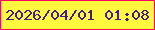 文字の大きさ：1、枠の色：f60658、背景の色：fff83e、文字の色：3f1d8b 無料ブログパーツのブログ時計