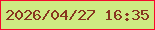 文字の大きさ：2、枠の色：f6092d、背景の色：cee982、文字の色：873520 無料ブログパーツのブログ時計