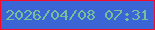 文字の大きさ：1、枠の色：f60c29、背景の色：3b65d5、文字の色：75c09b 無料ブログパーツのブログ時計