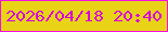 文字の大きさ：2、枠の色：f60fe1、背景の色：e9d317、文字の色：d700db 無料ブログパーツのブログ時計