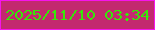 文字の大きさ：1、枠の色：f614ed、背景の色：c3296f、文字の色：37e708 無料ブログパーツのブログ時計