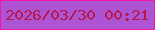 文字の大きさ：4、枠の色：f615a5、背景の色：ac54d4、文字の色：b91847 無料ブログパーツのブログ時計