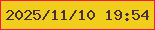 文字の大きさ：4、枠の色：f61751、背景の色：f1ce1b、文字の色：473137 無料ブログパーツのブログ時計