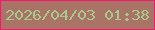 文字の大きさ：3、枠の色：f61773、背景の色：a97465、文字の色：a7c88f 無料ブログパーツのブログ時計