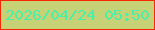 文字の大きさ：4、枠の色：f62705、背景の色：c7d176、文字の色：49eea8 無料ブログパーツのブログ時計