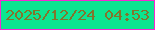 文字の大きさ：3、枠の色：f628d2、背景の色：0ce590、文字の色：82742c 無料ブログパーツのブログ時計