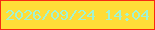 文字の大きさ：2、枠の色：f62a12、背景の色：ffdd38、文字の色：a1f3d4 無料ブログパーツのブログ時計