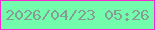 文字の大きさ：4、枠の色：f62acf、背景の色：72fcac、文字の色：859d94 無料ブログパーツのブログ時計
