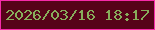 文字の大きさ：2、枠の色：f62baa、背景の色：560319、文字の色：87ad5b 無料ブログパーツのブログ時計