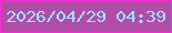 文字の大きさ：4、枠の色：f62dd3、背景の色：b14da9、文字の色：9de4ff 無料ブログパーツのブログ時計