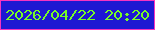 文字の大きさ：4、枠の色：f633c0、背景の色：1e18d2、文字の色：76fb26 無料ブログパーツのブログ時計