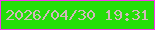 文字の大きさ：4、枠の色：f636ef、背景の色：24de09、文字の色：d2b8ba 無料ブログパーツのブログ時計
