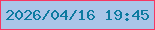 文字の大きさ：5、枠の色：f63762、背景の色：aac5e8、文字の色：0c7aa0 無料ブログパーツのブログ時計