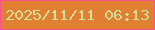 文字の大きさ：4、枠の色：f6538d、背景の色：e17f33、文字の色：d5e096 無料ブログパーツのブログ時計
