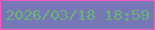 文字の大きさ：2、枠の色：f65cc1、背景の色：7776b6、文字の色：66b76e 無料ブログパーツのブログ時計