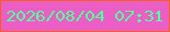 文字の大きさ：5、枠の色：f6601b、背景の色：eb5ec5、文字の色：50ff9a 無料ブログパーツのブログ時計