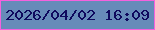 文字の大きさ：4、枠の色：f661de、背景の色：678bb9、文字の色：0f095e 無料ブログパーツのブログ時計