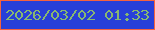 文字の大きさ：5、枠の色：f6623e、背景の色：283fd8、文字の色：88b870 無料ブログパーツのブログ時計