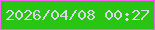 文字の大きさ：2、枠の色：f663ea、背景の色：2ac412、文字の色：d9d6e9 無料ブログパーツのブログ時計