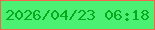 文字の大きさ：5、枠の色：f6654e、背景の色：4cf073、文字の色：07aa1d 無料ブログパーツのブログ時計