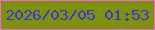 文字の大きさ：5、枠の色：f666dd、背景の色：7e910b、文字の色：3c37d6 無料ブログパーツのブログ時計