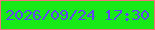 文字の大きさ：5、枠の色：f6717e、背景の色：18ea17、文字の色：5f48f3 無料ブログパーツのブログ時計